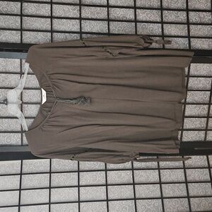 Army Green Blouse With Tassel